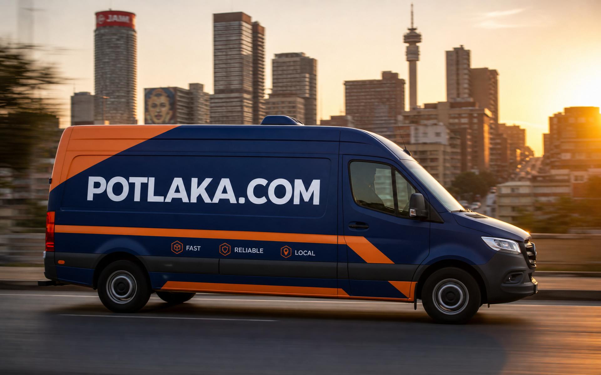 Branded POTLAKA delivery van moving through Johannesburg